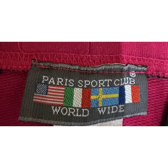 VTG Women Retro 90's Paris Sport Club pullover  Hoodie Color Block-L - Picture 2 of 5